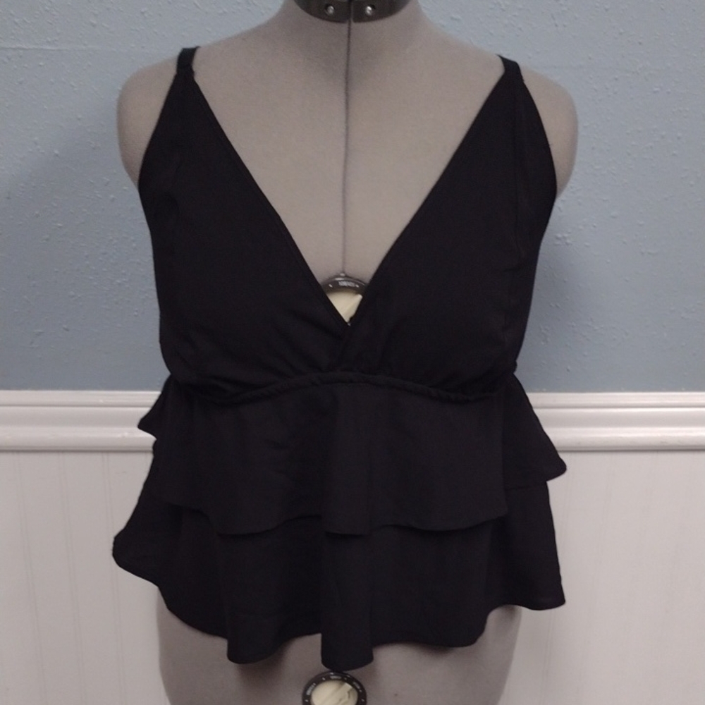 Adore Me Black Asymmetrical Tiered Camisole Y2K, Bohemian,Beach Celebration